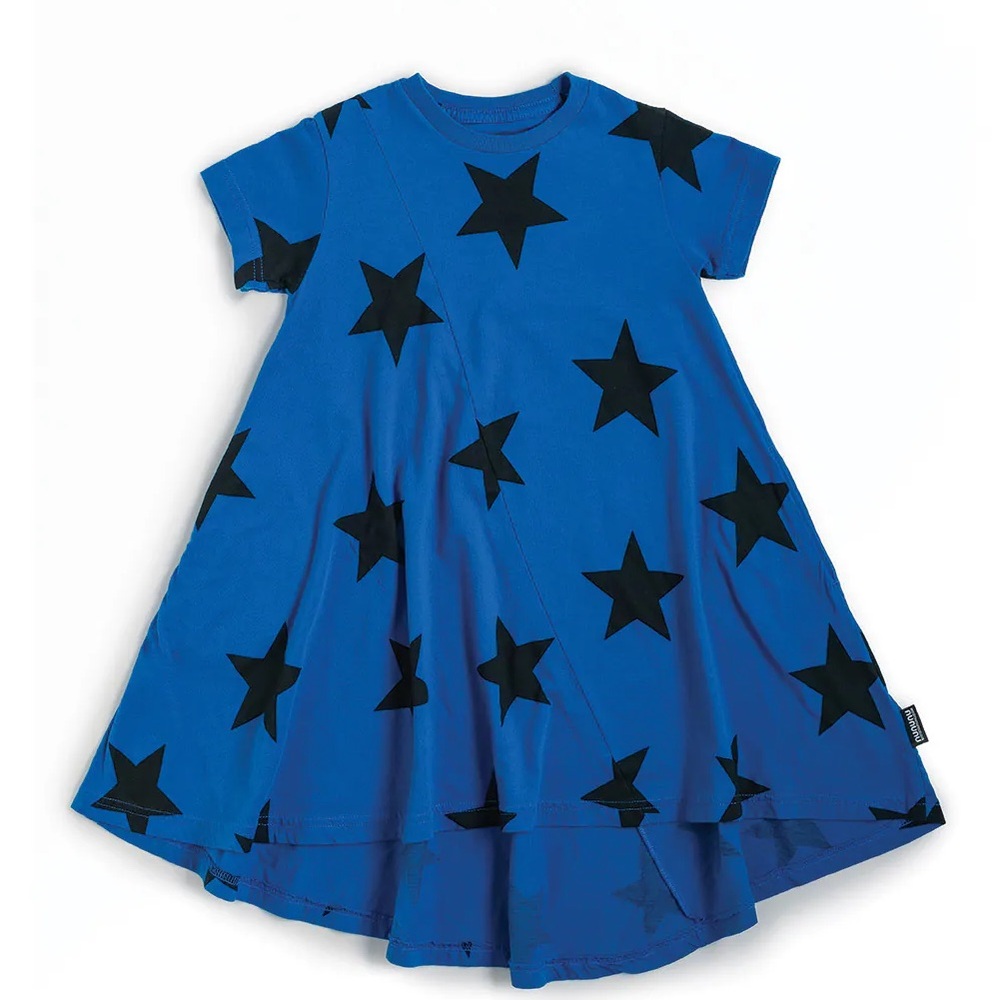 NUNUNU Blue Dress with Black Stars